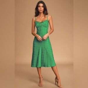 Lulus Green Polka Dot Midi Dress